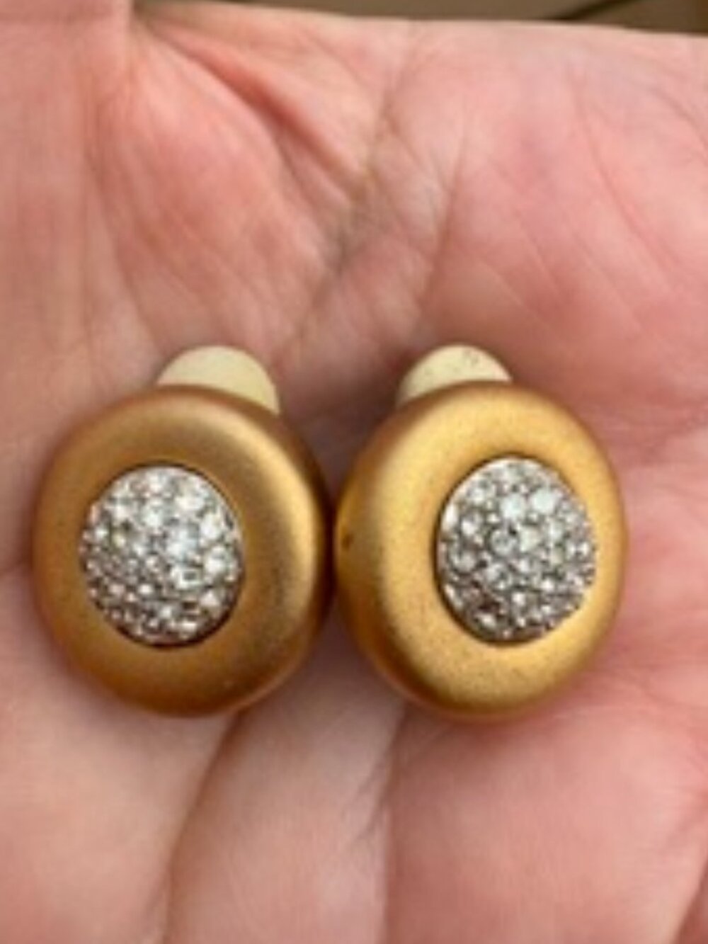 Vintage Swarovski Comfort Clip on round with pave crystal dome